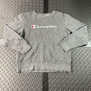 Champion Sweatshirt Mens XL Gray Heather Script Logo Crewneck Fleece Pullover